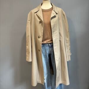 VTG 90s Kuppenheimer men's khaki trench coat faux fur lining, men’s size 40L